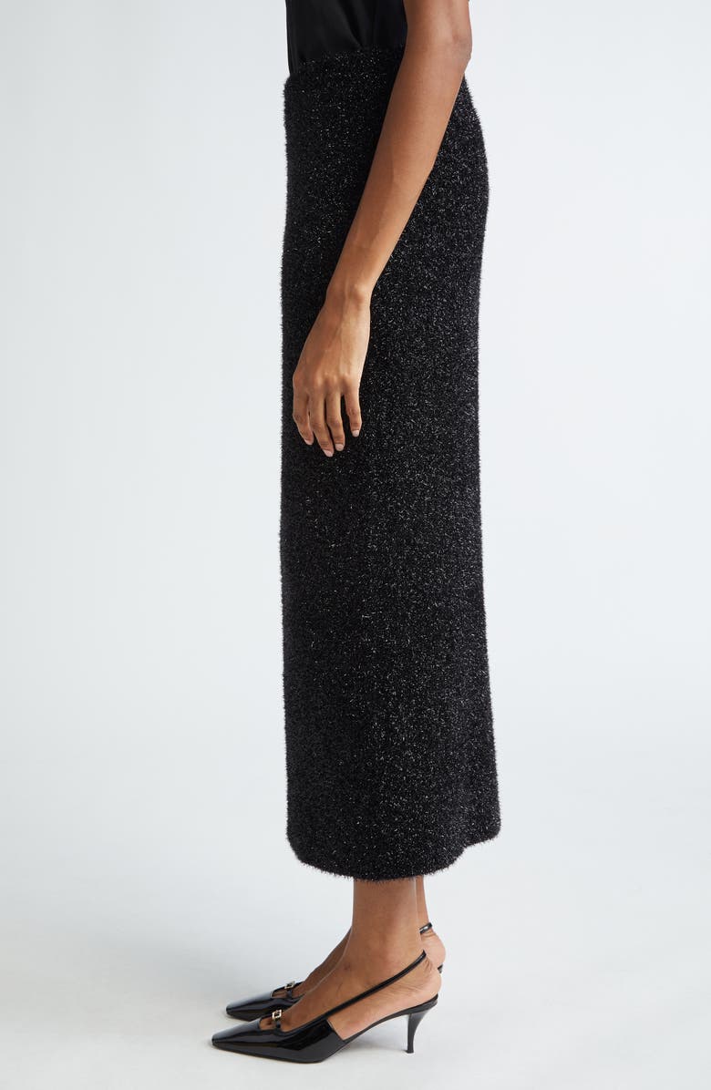 Lela Rose Tinsel Sweater Skirt, Alternate, color, Black