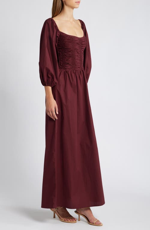 Faithfull The Brand Alma Balloon Sleeve Maxi Dress In Bordeaux