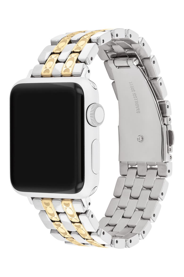 Signature Bracelet Apple Watch® Watchband, Alternate, color, SILVER TWO TONE