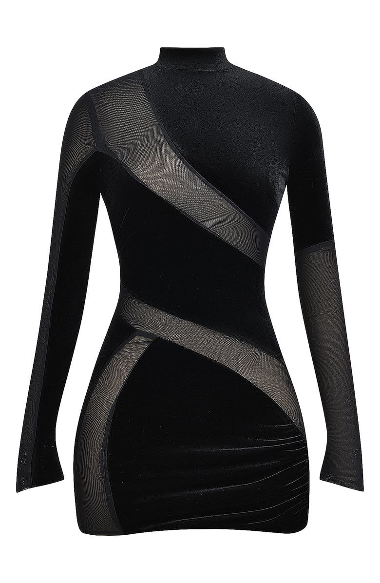 Mistress Rocks Panel Long Sleeve Minidress, Main, color, Black