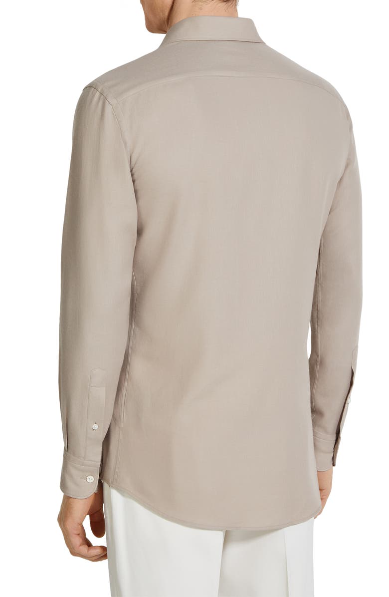 ZEGNA Cashco Cotton & Cashmere Button-Up Shirt, Alternate, color, Piedicavallo