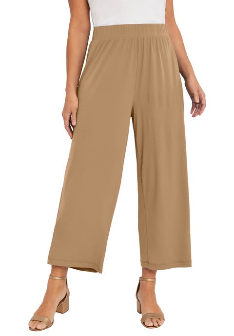 Stretch Knit Wide Leg Crop Pant (Plus)