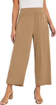 Jessica London Stretch Knit Wide Leg Crop Pant