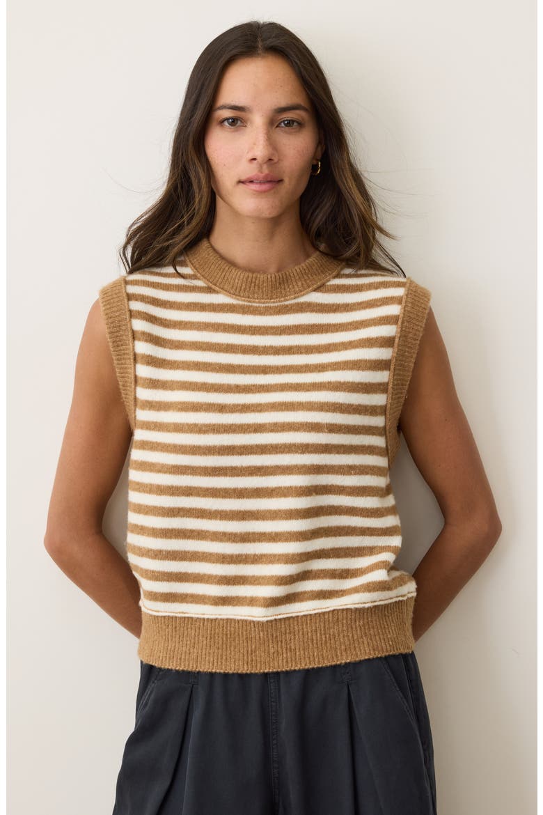 Sausalito Stripe Sweater Vest, Alternate, color, NUTMEG STRIPE