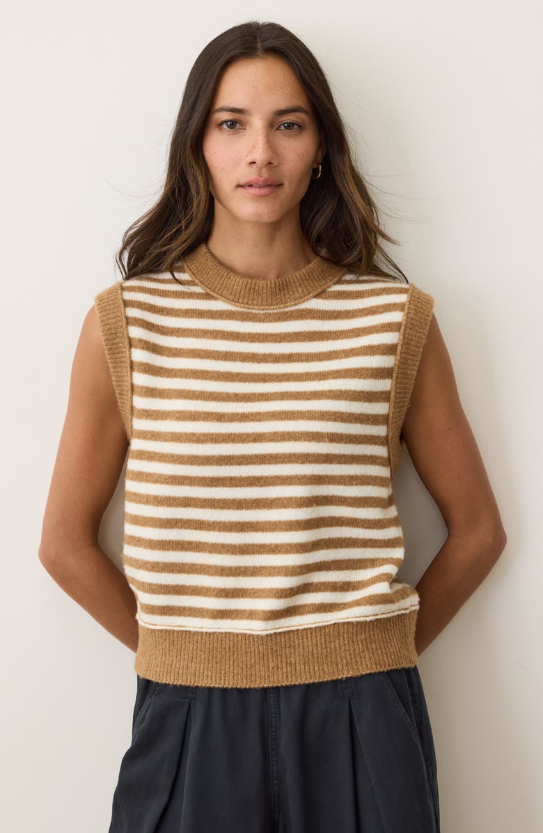 Marine Layer Sausalito Stripe Sweater Vest, Alternate, color, Nutmeg Stripe