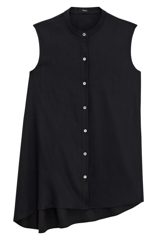 Theory Sleeveless Asymmetric Draped Tunic In Black