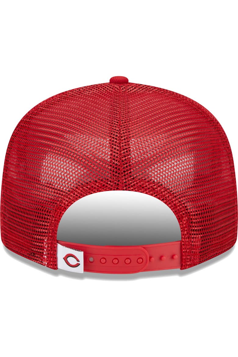 Men's New Era Red Cincinnati Reds Team Color Trucker 9FIFTY Snapback Hat, Alternate, color, Red