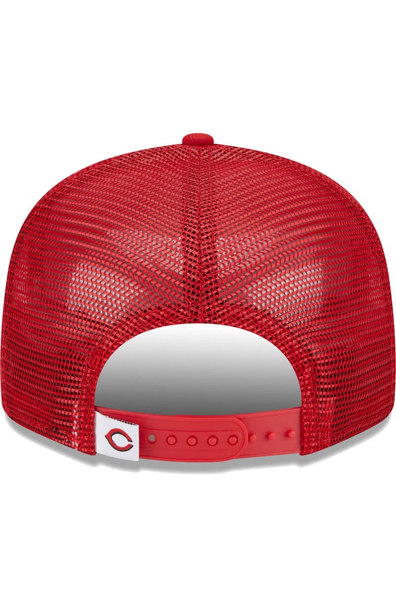 New Era Men's New Era Red Cincinnati Reds Team Color Trucker 9FIFTY Snapback Hat, Alternate, color, Red
