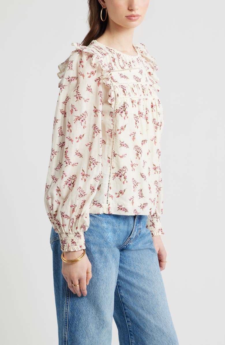 Treasure & Bond Ladder Cutout Cotton Top, Alternate, color, Ivory- Pink Posy Floral