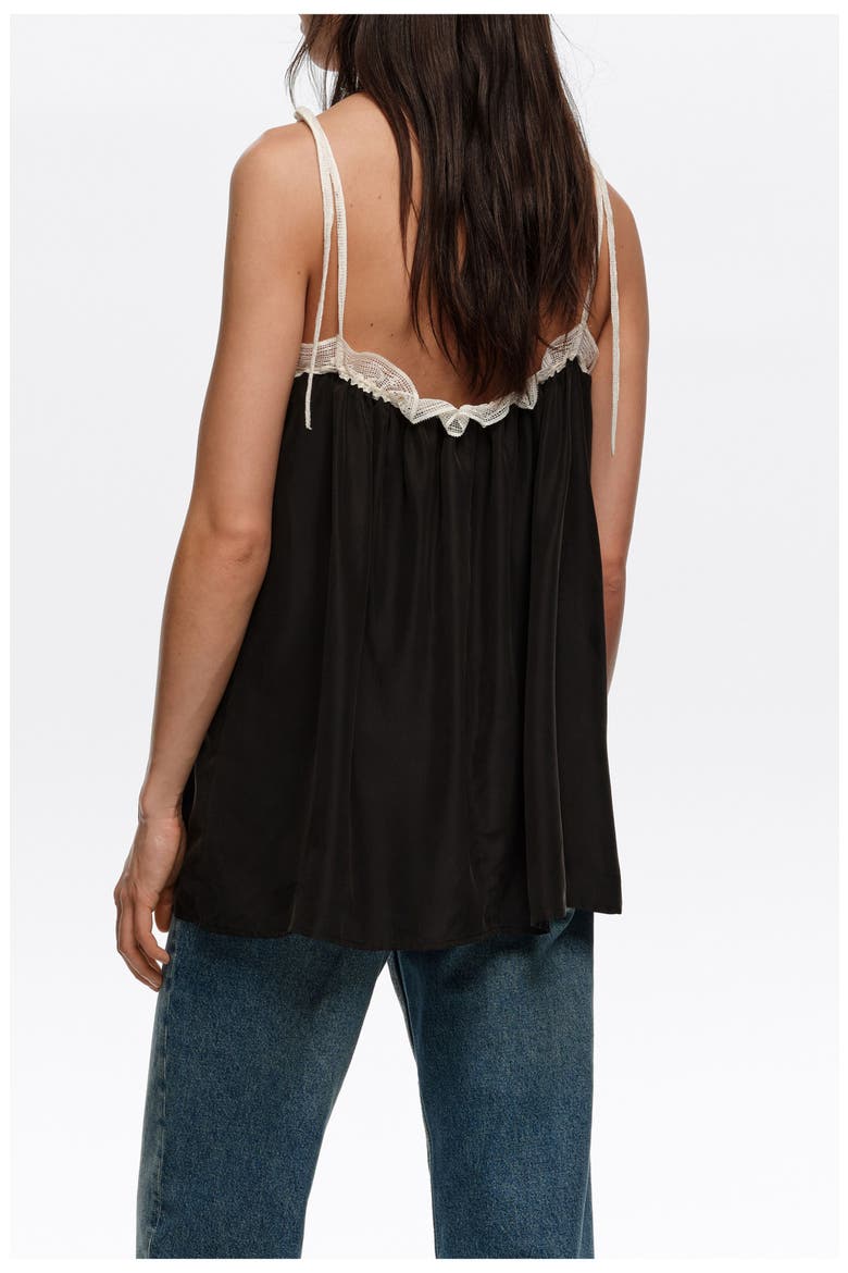 Silk Lace Vest Top, Alternate, color, BLACK