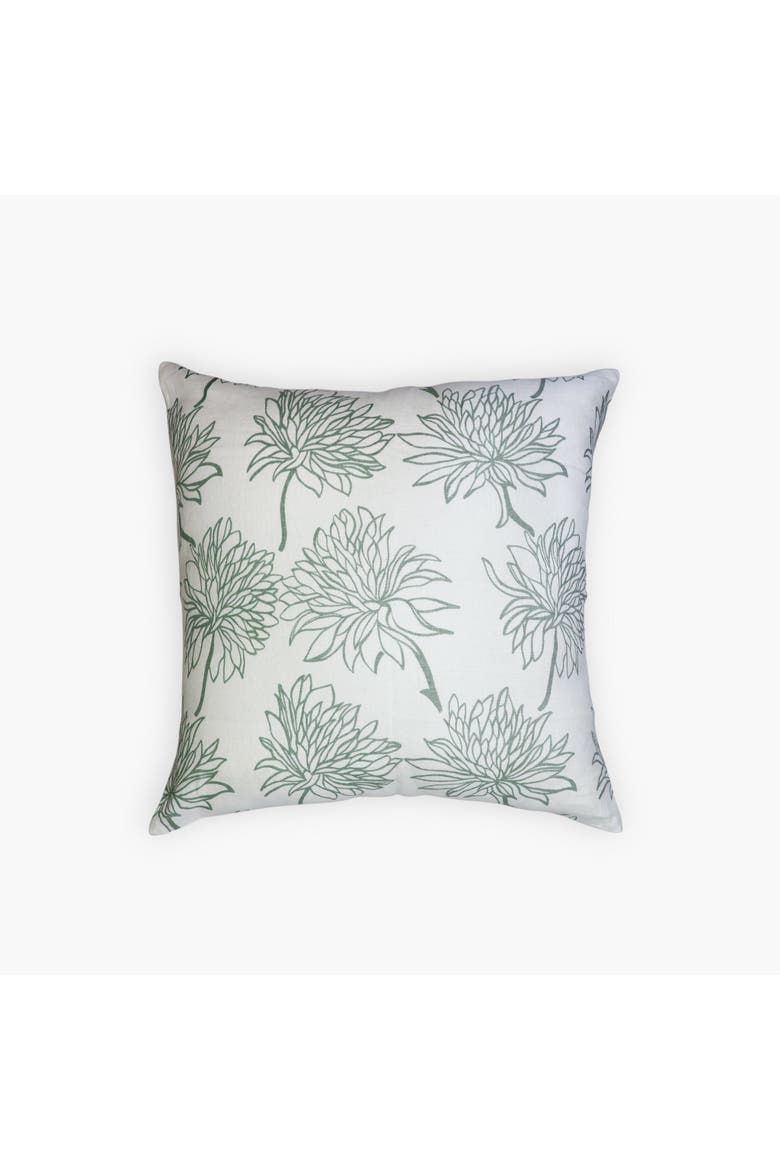 Dahlia - Pure Linen Throw Pillow Cover, Main, color, Sage Green