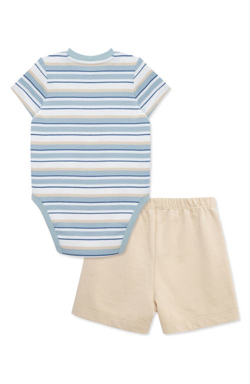 Little Me Puppy Appliquè Bodysuit & Shorts Set In Tan