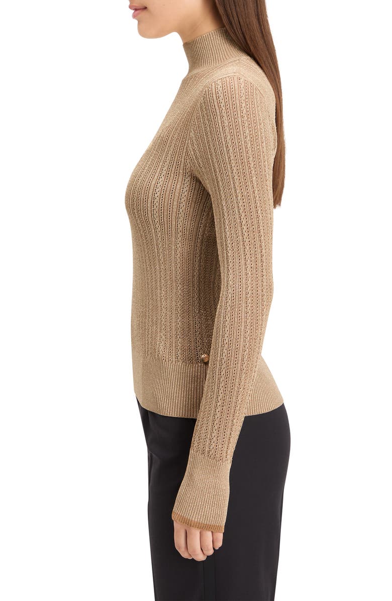 Scotch & Soda Metallic Pointelle Turtleneck Sweater, Alternate, color, 