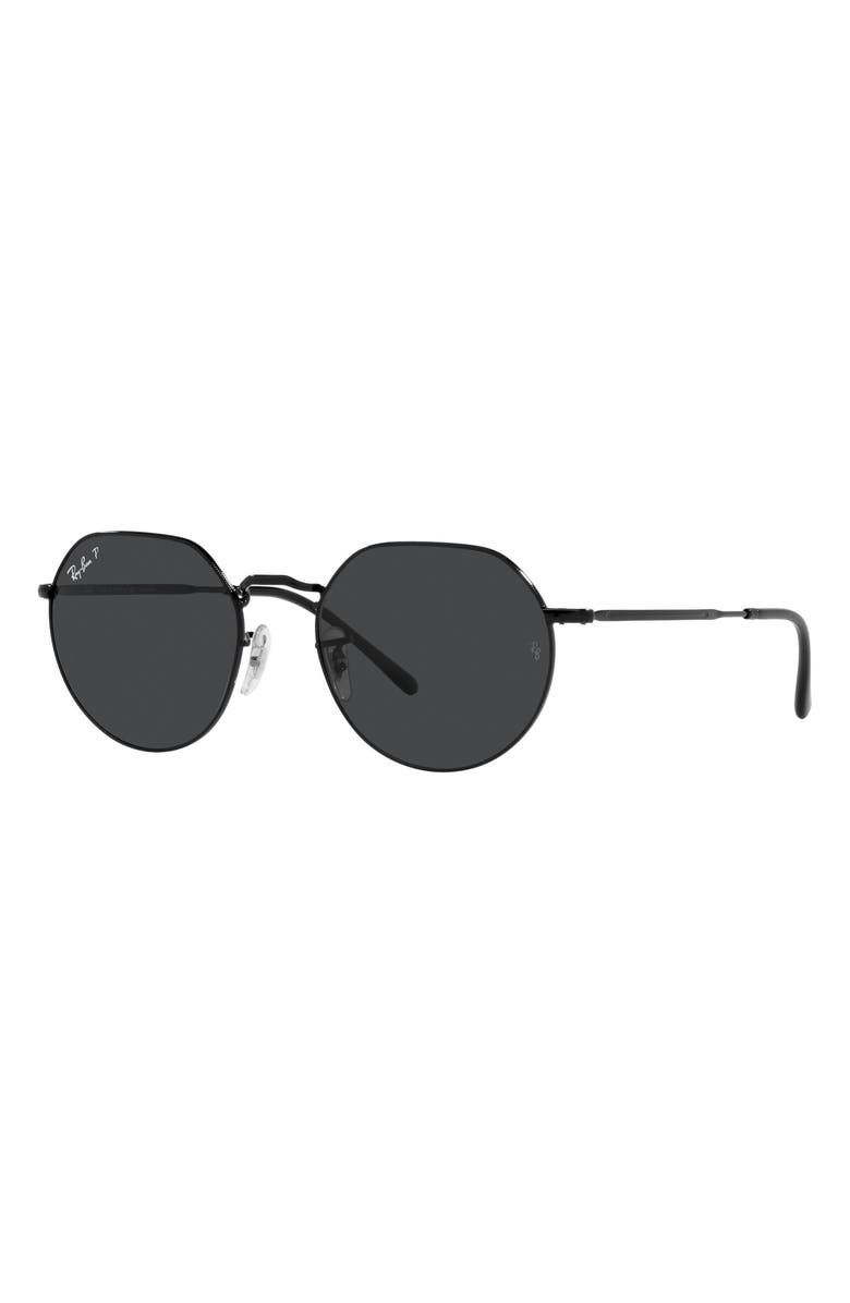 Ray-Ban 51mm Polarized Round Sunglasses, Alternate, color, Black/ Polarized Black