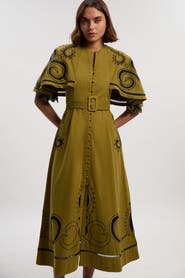 Karen Millen Baroque Cape Sleeve Midi Dress