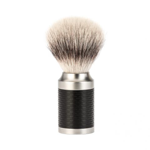Rocca Stainless Steel & Black Silvertip Fiber Shaving Brush