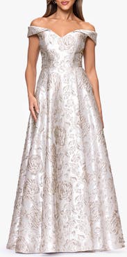 Xscape Evenings Floral Brocade Off the Shoulder Ball Gown
