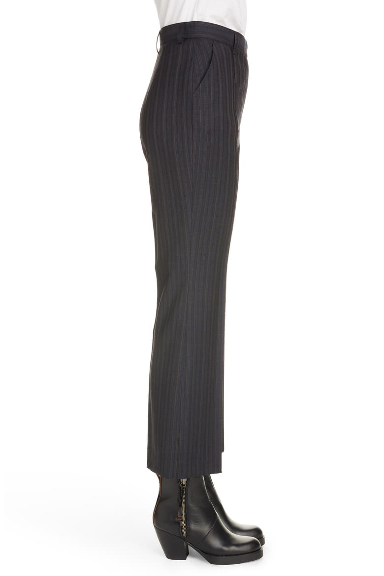 Patrina Pinstripe Wool Crop Flare Trousers, Alternate, color, NAVY BLUE