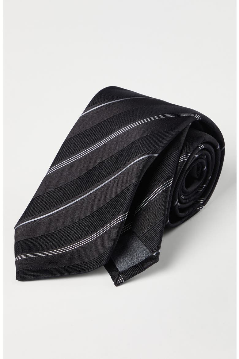 Striped silk necktie, Alternate, color, Black