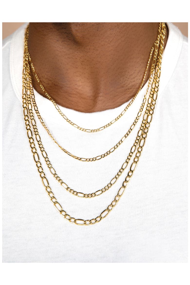 Flat Figaro Link Necklace, Alternate, color, GOLD