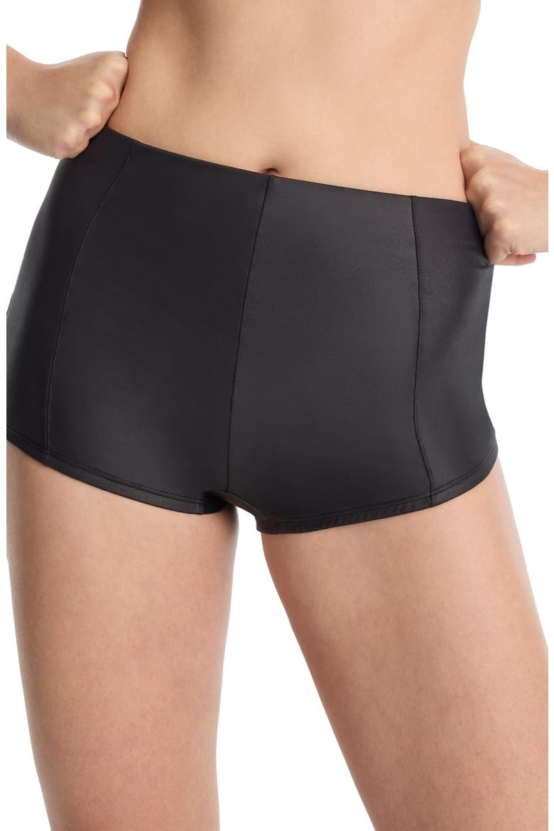 Late Night Faux Leather Hot Pants, Alternate, color, Black