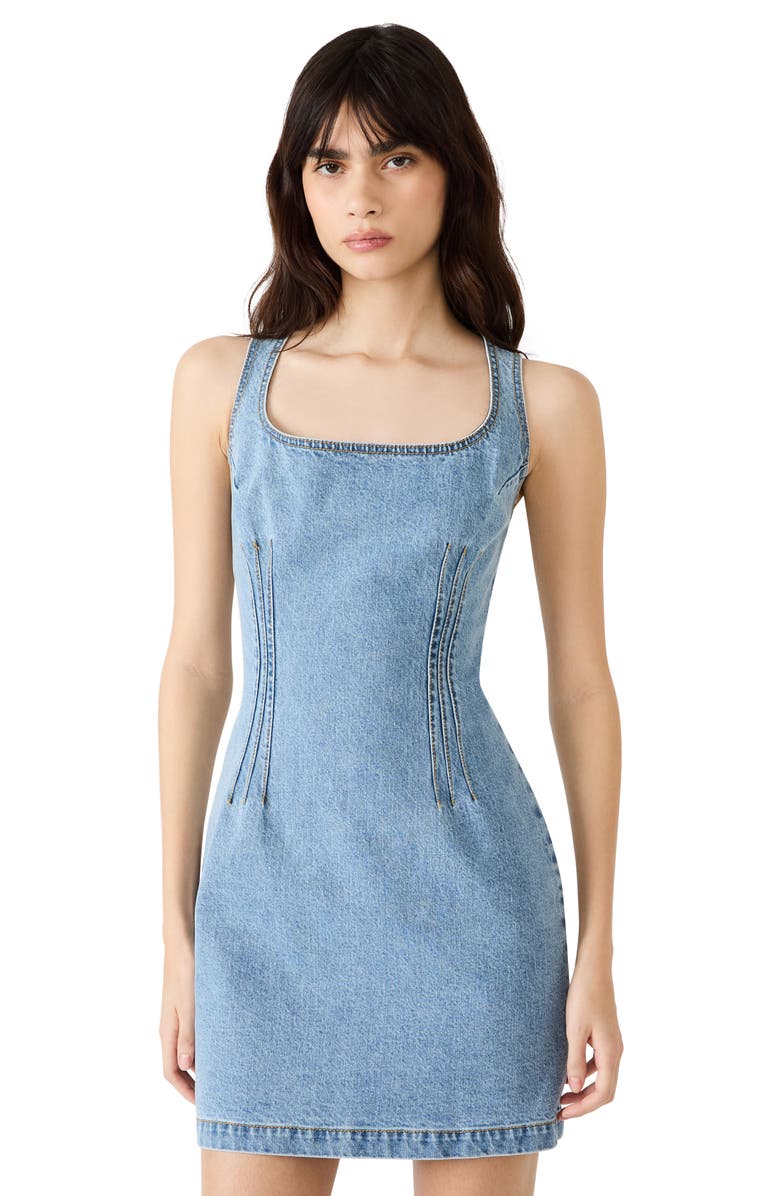 Steve Madden Noelle Sleeveless Stretch Denim Minidress, Alternate, color, Forever Blue