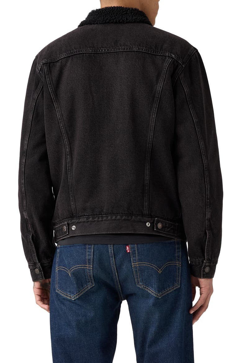 Relaxed Fit Faux Shearling Lined Denim Trucker Jacket, Alternate, color, BUILT TO LAST SHERPA TRUCKER