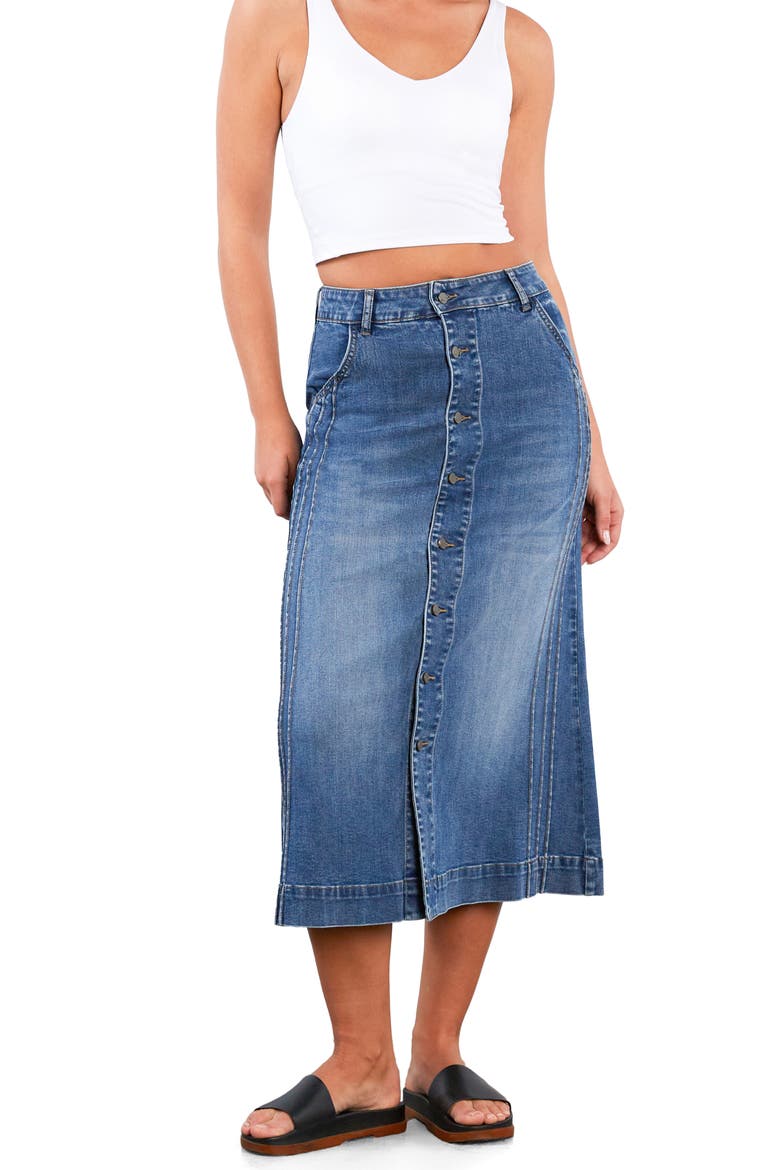 For Keeps Denim Maxi Skirt, Alternate, color, FAB BLUE