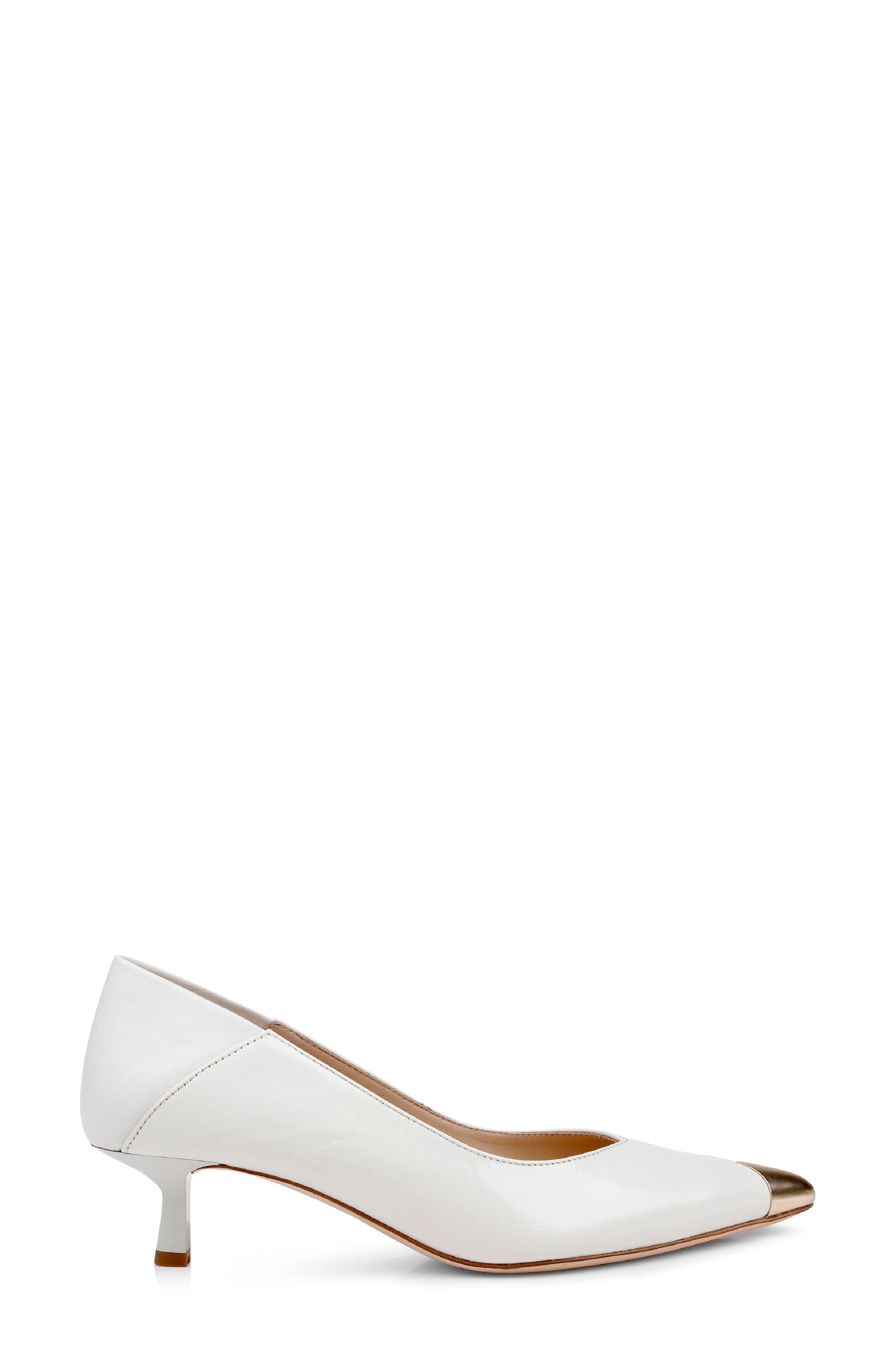 L'AGENCE Garlan Pointed Cap Toe Kitten Heel Pump, Alternate, color, Pearl