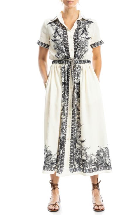 Border Print Midi Shirtdress