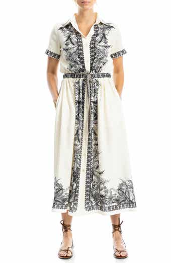 MAX STUDIO Border Print Midi Shirtdress