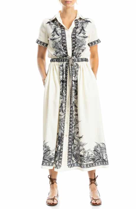 MAX STUDIO Border Print Midi Shirtdress