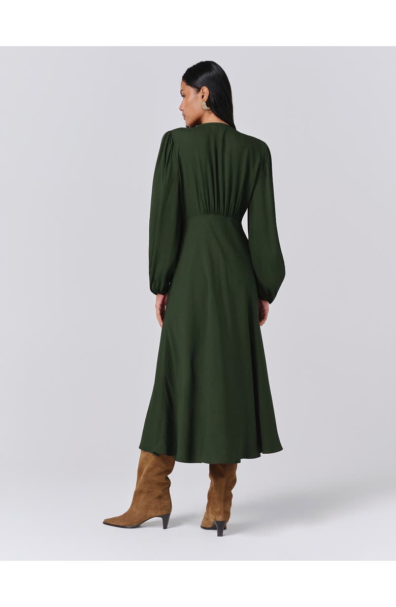 Ghost London Francesca Crepe Button Up Midi Dress, Alternate, color, Green