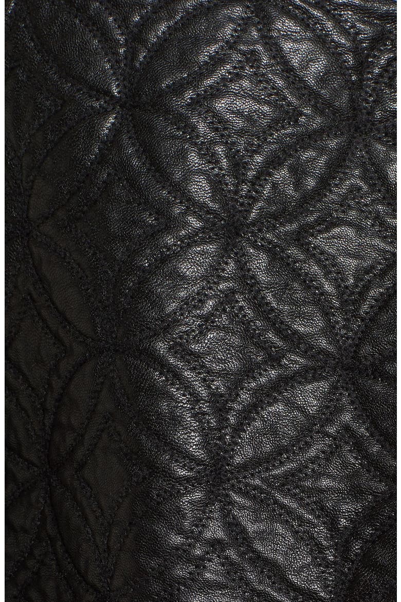 Quilted Faux Leather Miniskirt, Alternate, color, BLACK