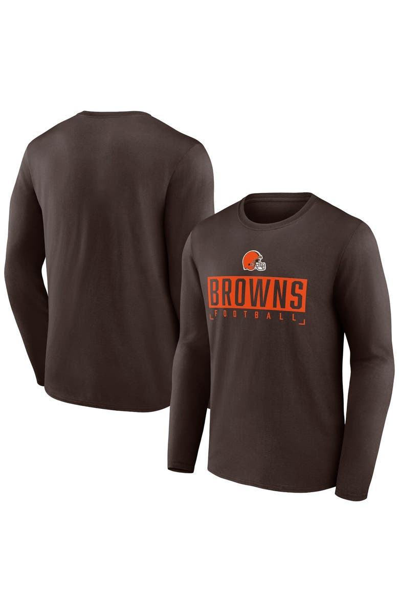 FANATICS Men's Fanatics Branded Brown Cleveland Browns Big & Tall Wordmark Long Sleeve T-Shirt, Alternate, color, 
