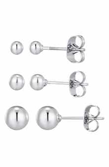 Set of 3 Tarnish Resistant Ball Stud Earrings