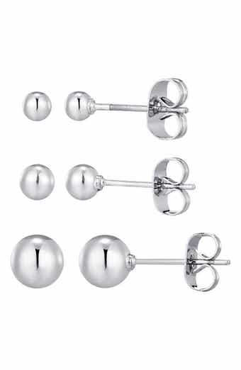 Set of 3 Tarnish Resistant Ball Stud Earrings