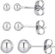 Adornia Set of 3 Tarnish Resistant Ball Stud Earrings