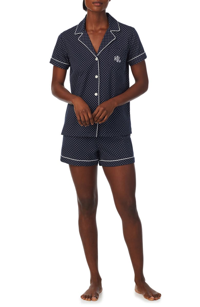 Lauren Ralph Lauren Print Short Pajamas, Main, color, Navy Dots
