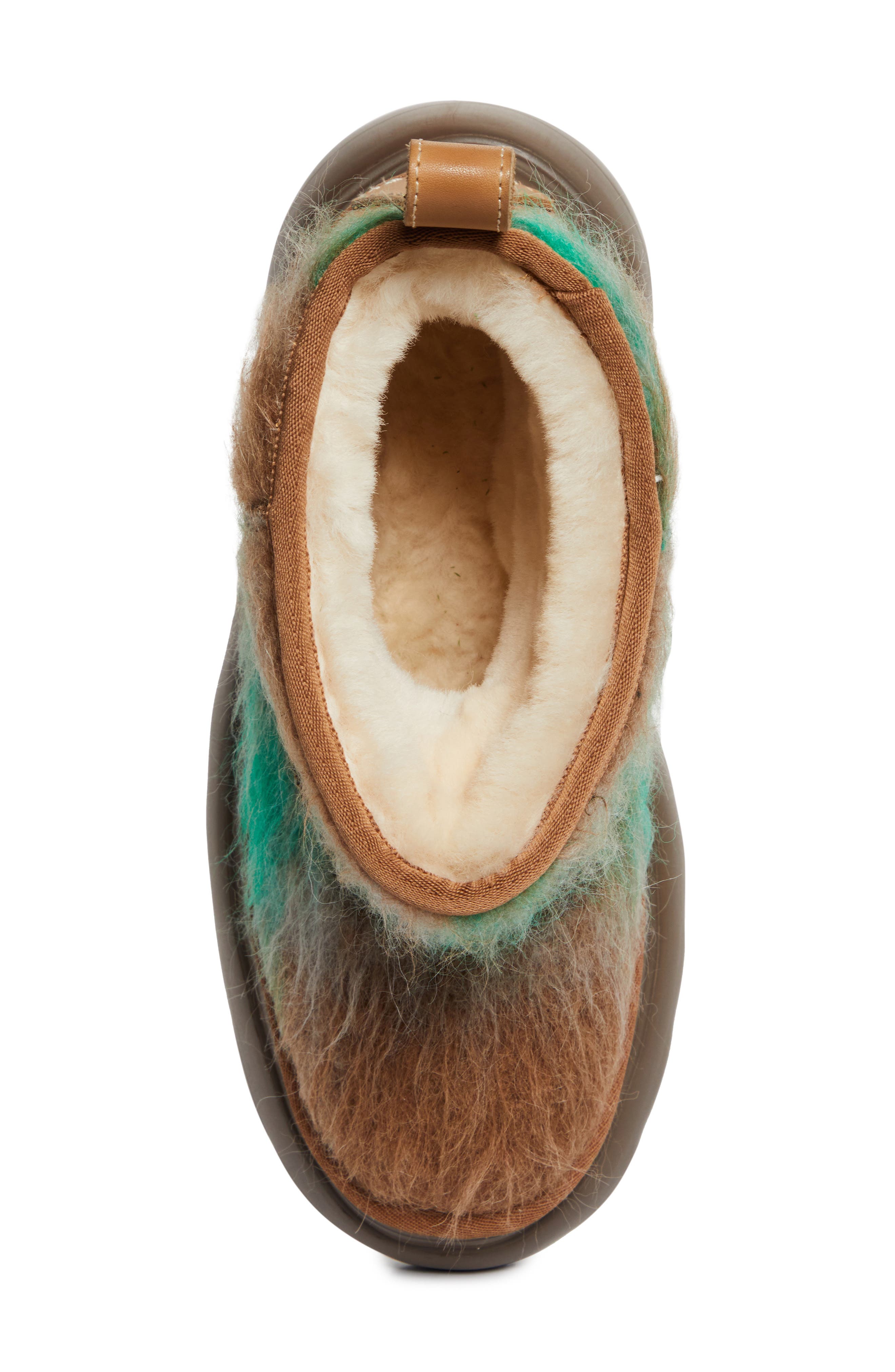 Chunky Sole Woolly Genuine Shearling Bootie, Alternate, color, BRUSHED PLAID