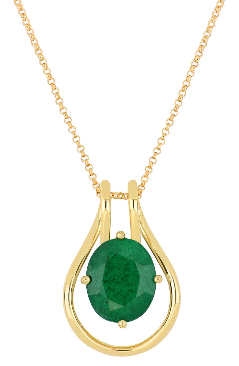 Bony Levy El Mar 14K Gold Emerald Pendant Necklace, Main, color, 14K Yellow Gold