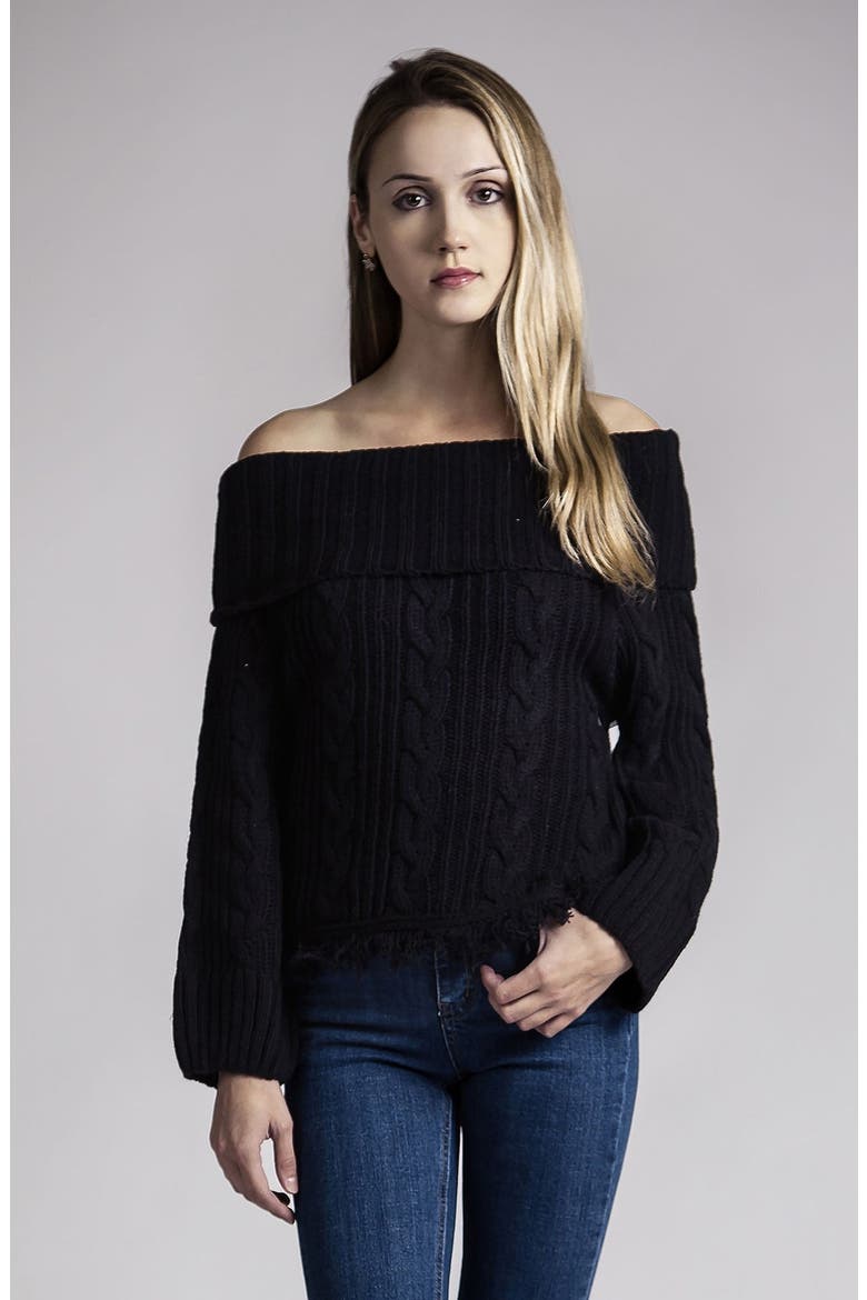 Off the Shoulder Sweater, Alternate, color, BLACK