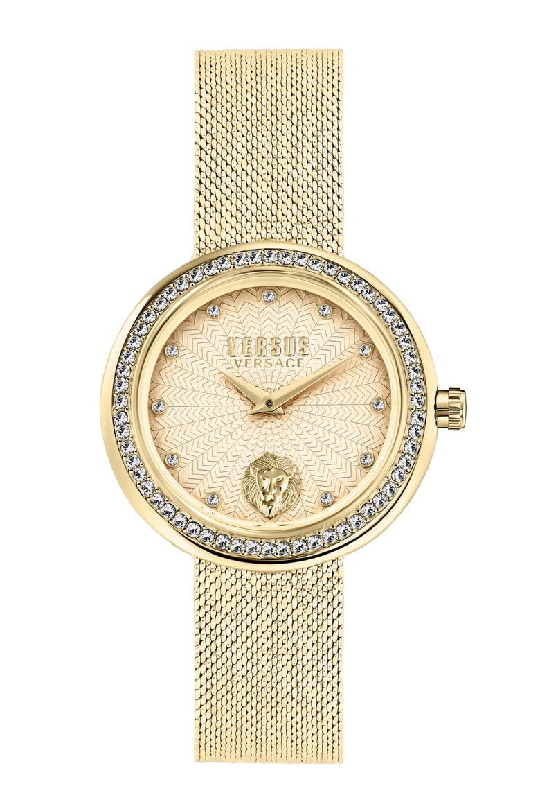 Lea Mesh Strap Watch, 35mm, Main, color, IP YELLOW GOLD
