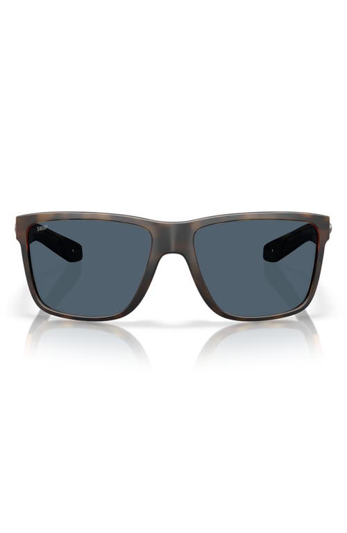 Costa Del Mar Broadbill Ii 58mm Polarized Rectangular Sunglasses In Matte Tortoise/gray 580p