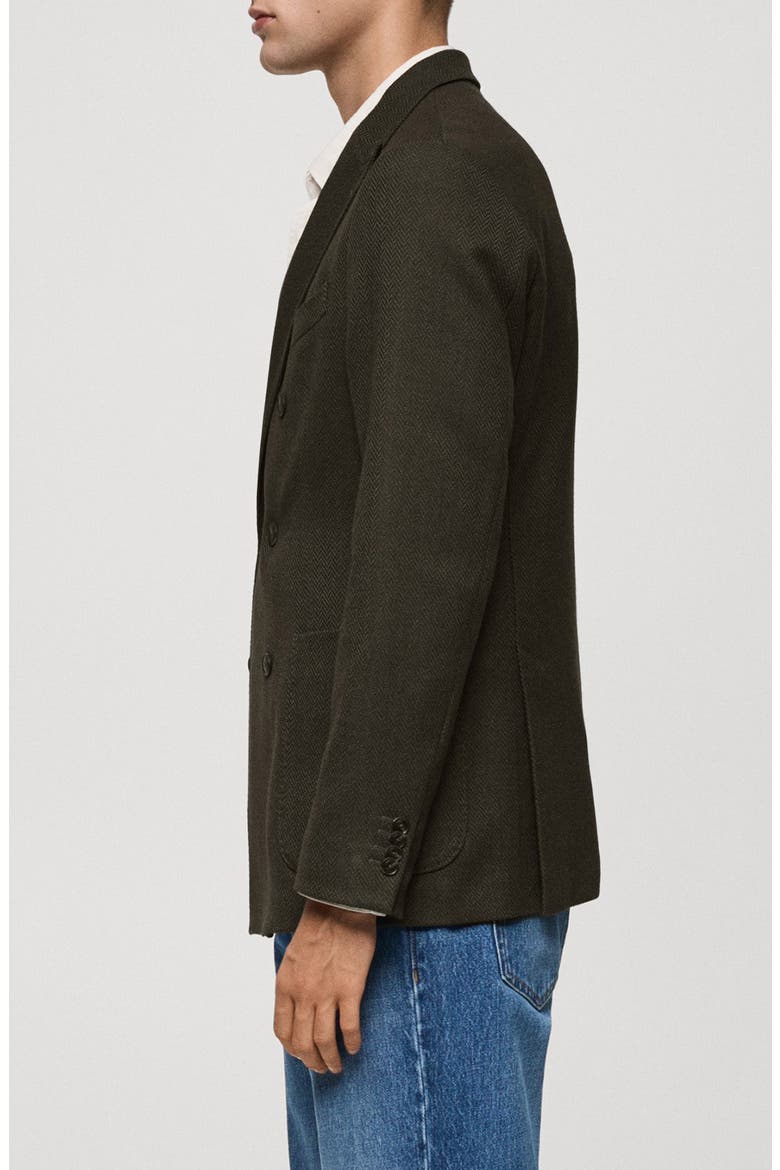 Slim Fit Herringbone Double Breasted Blazer, Alternate, color, GREEN