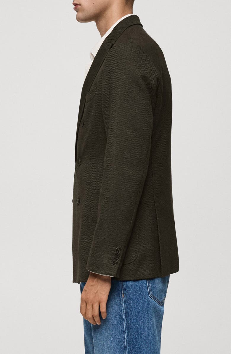MANGO Slim Fit Herringbone Double Breasted Blazer, Alternate, color,
