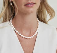 The Pearl Source 9.0-9.5mm Hanadama Akoya White Pearl Necklace