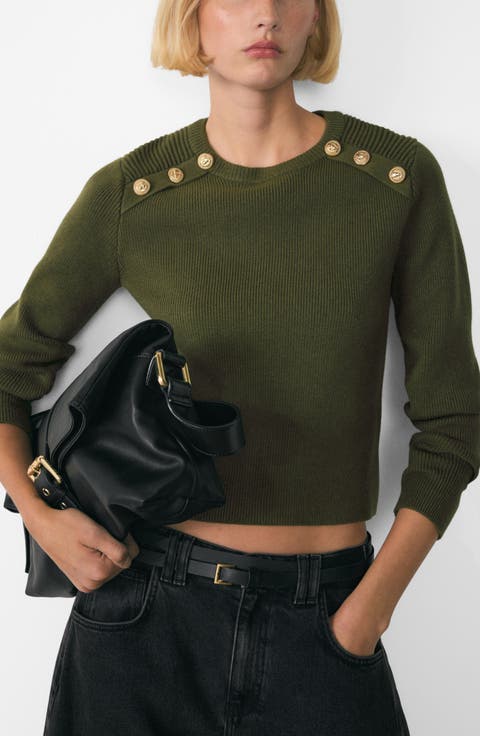 Button Shoulder Sweater