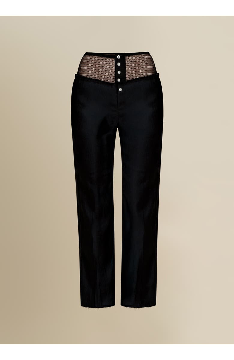 Contessa Mills Linen Laissez High-Waisted Stretch Pants, Main, color, Black