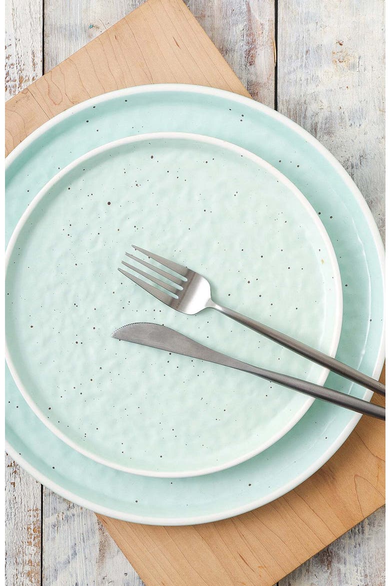 Elena Stoneware 4-Piece Dinner Plate Set, Alternate, color, Mint